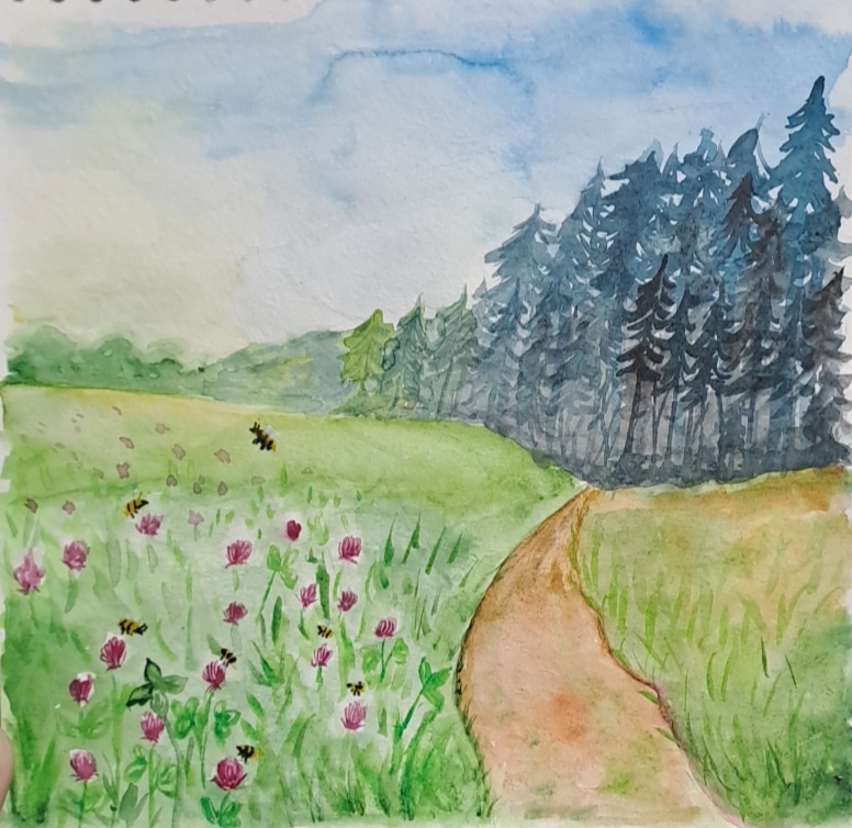 Иллюстрация к стихотворению А.Блока акварелью (фотография автора)