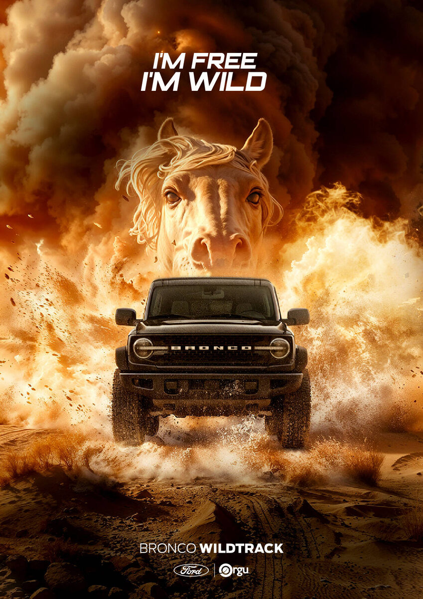 Примеры рекламных плакатов с лошадью от автопроизводителей