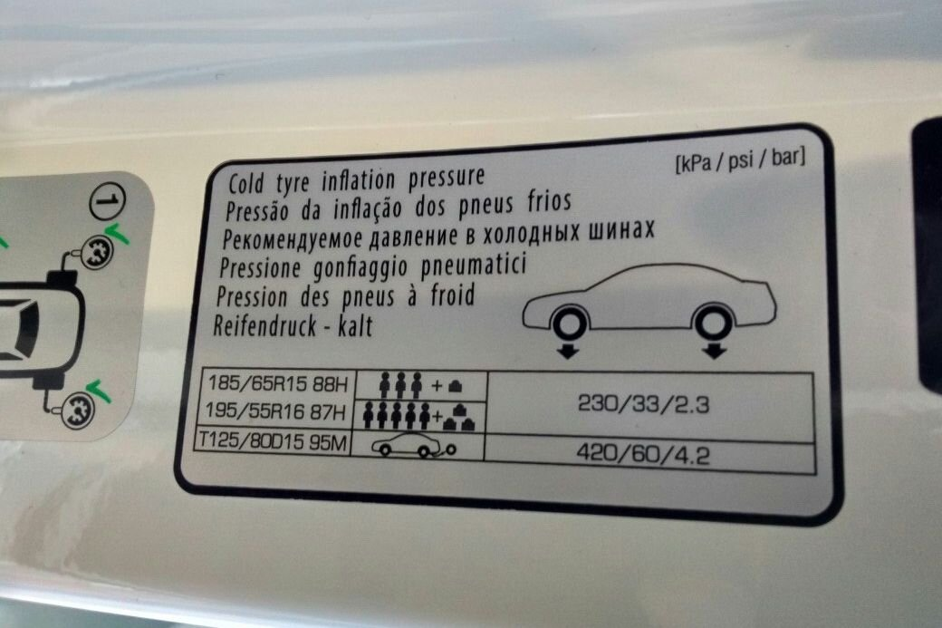 Тех.требования часто пишут на табличках на кузове (в дверных проемах, внутри лючка бензобака и т. д.).