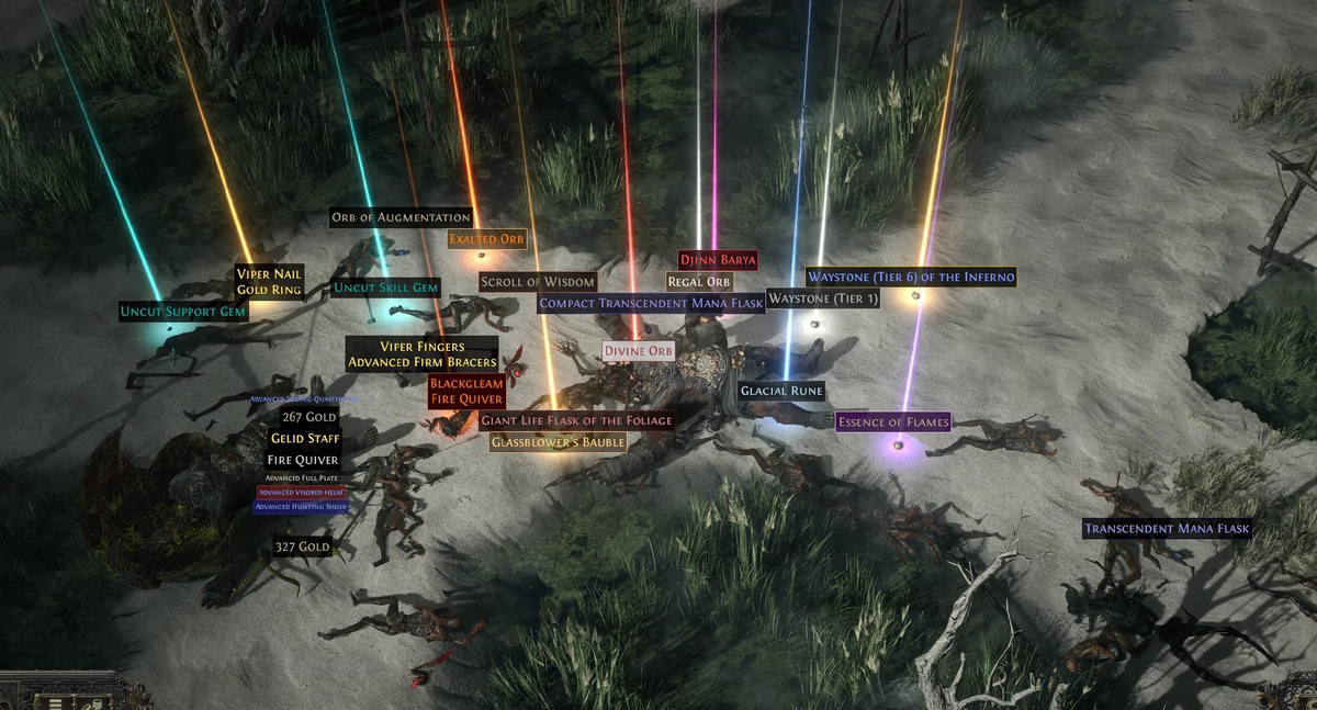 Ключевой момент в PoE - "дождь" из лута. Исход которого может быть как удачным, так и не очень