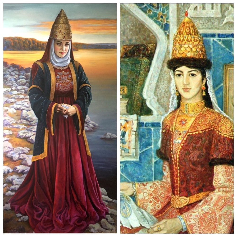 Сююмбике на картинах современных художников - Е. Сайтбагиной и Н. Хазиахметова