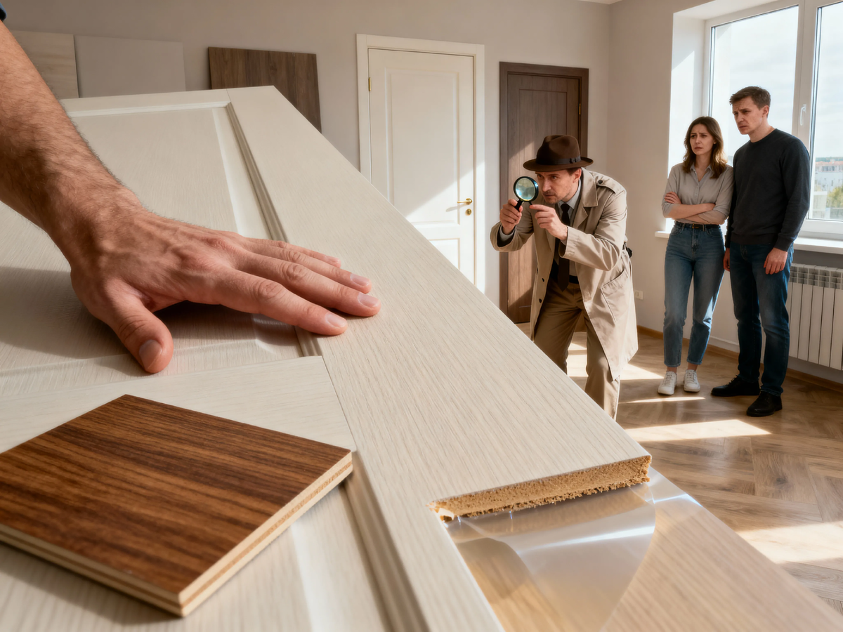 Вот они, главные подозреваемые: три двери, внешне похожие, но внутри — разные материалы и судьбы. Ваша задача — провести досмотр и найти улики. 🔍🚪