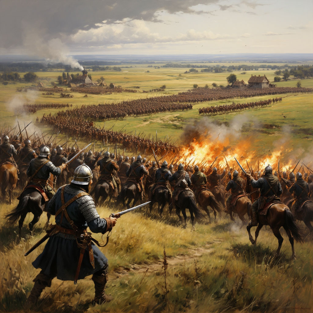 Великая Русь бьётся против Орды (фото сгенерированно ИИ)