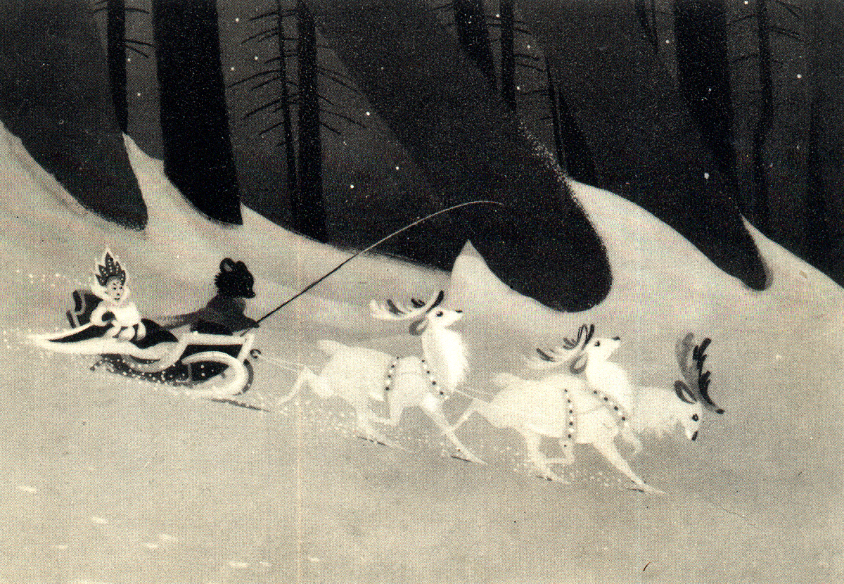  Кадр из мультипликационного фильма «Когда зажигаются ёлки», режиссёр М. Пащенко, 1950 г.  