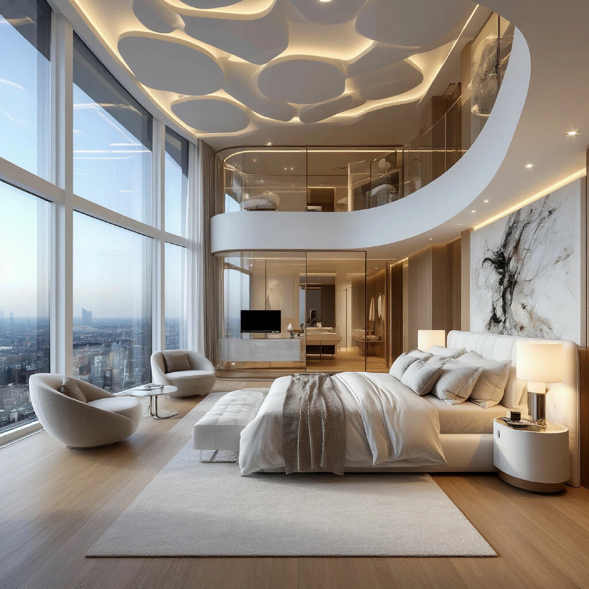 Дизайн спальни в пентхаусе. Студия дизайна АрхиКомфорт