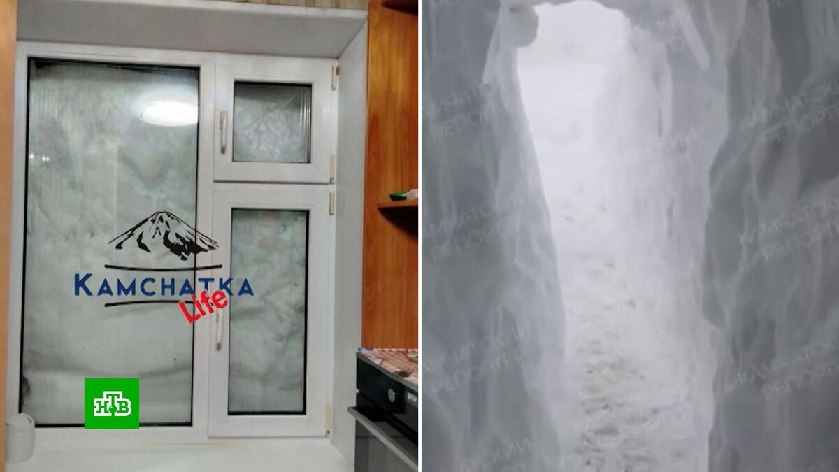    Жители Камчатки выходят на улицу через окна вторых этажей и роют в снегу туннели