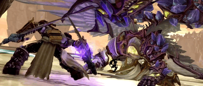 Gif картинка "Всадник обрубает крылья ангелочку"