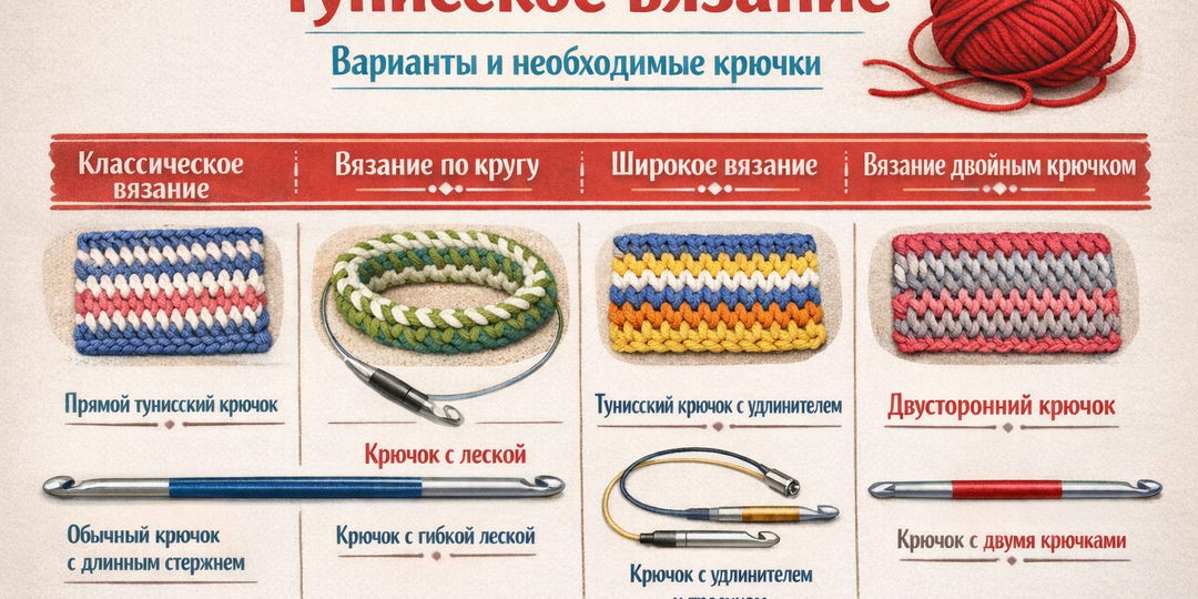 Тунисское вязание для новичков: как получить полотно, похожее на спицы, но крючком