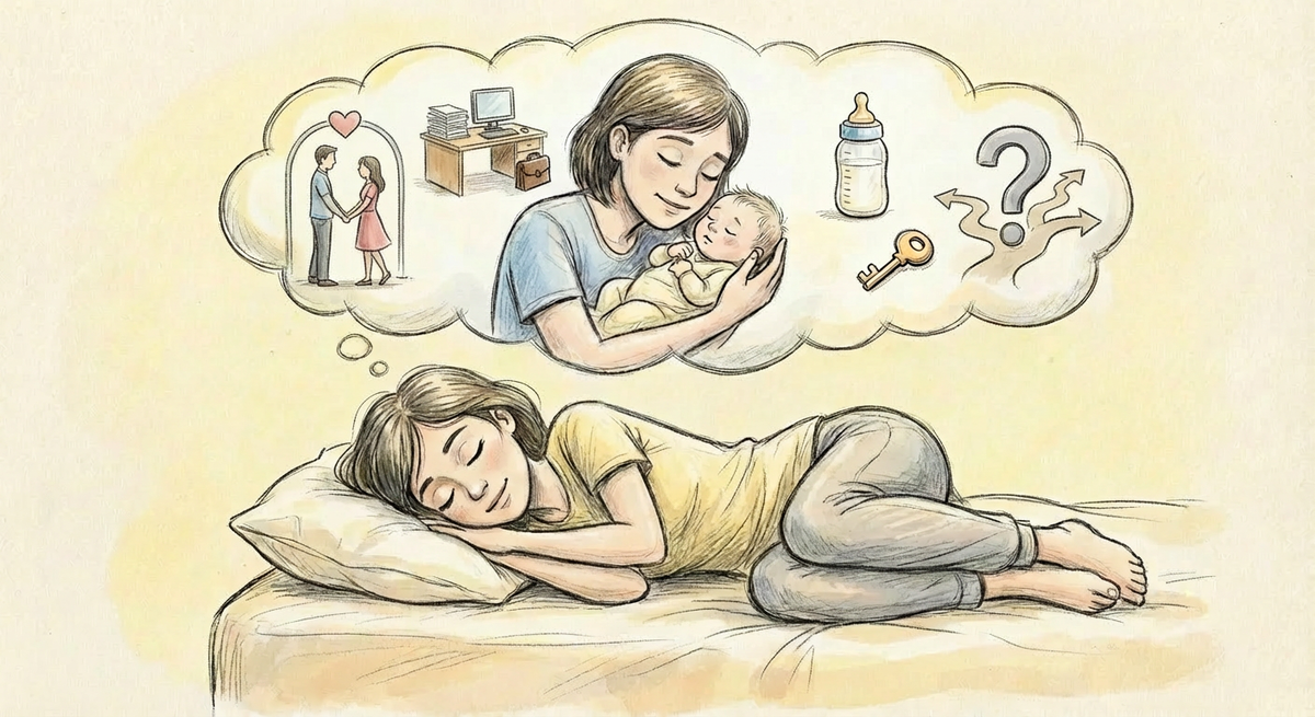    "К чему снится младенец. Коллаж: Гавришева Анна, фото сгенерировано нейросетью Nano Banana"