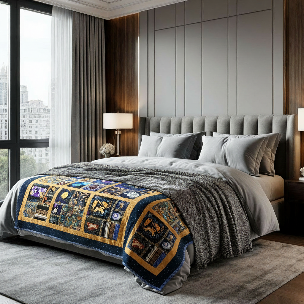 Лоскутное одеяло "Коты, готика, джаз",  сделано на заказ.