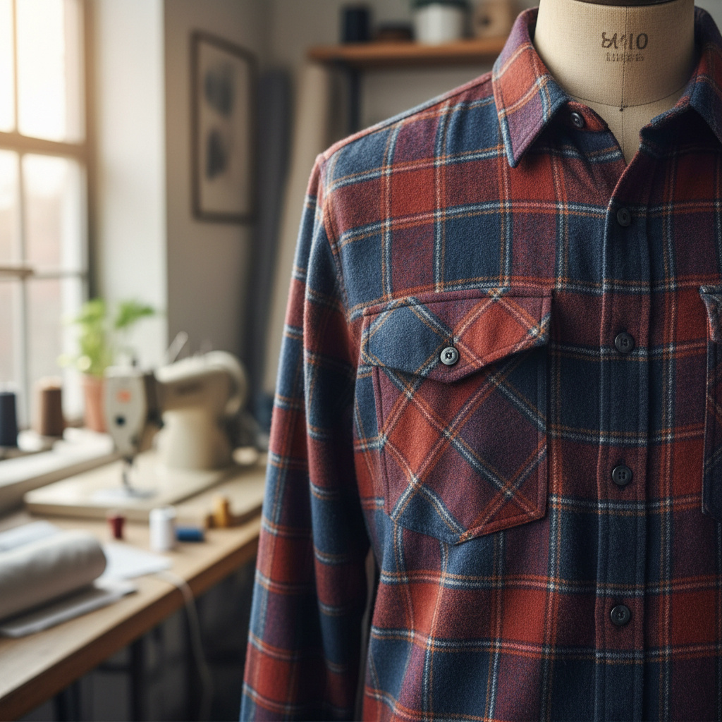 Карман с диагональной клеткой на клетчатой рубашке