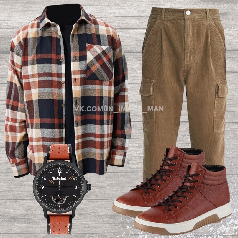 Зимний образ с рубашкой в клетку  № 473