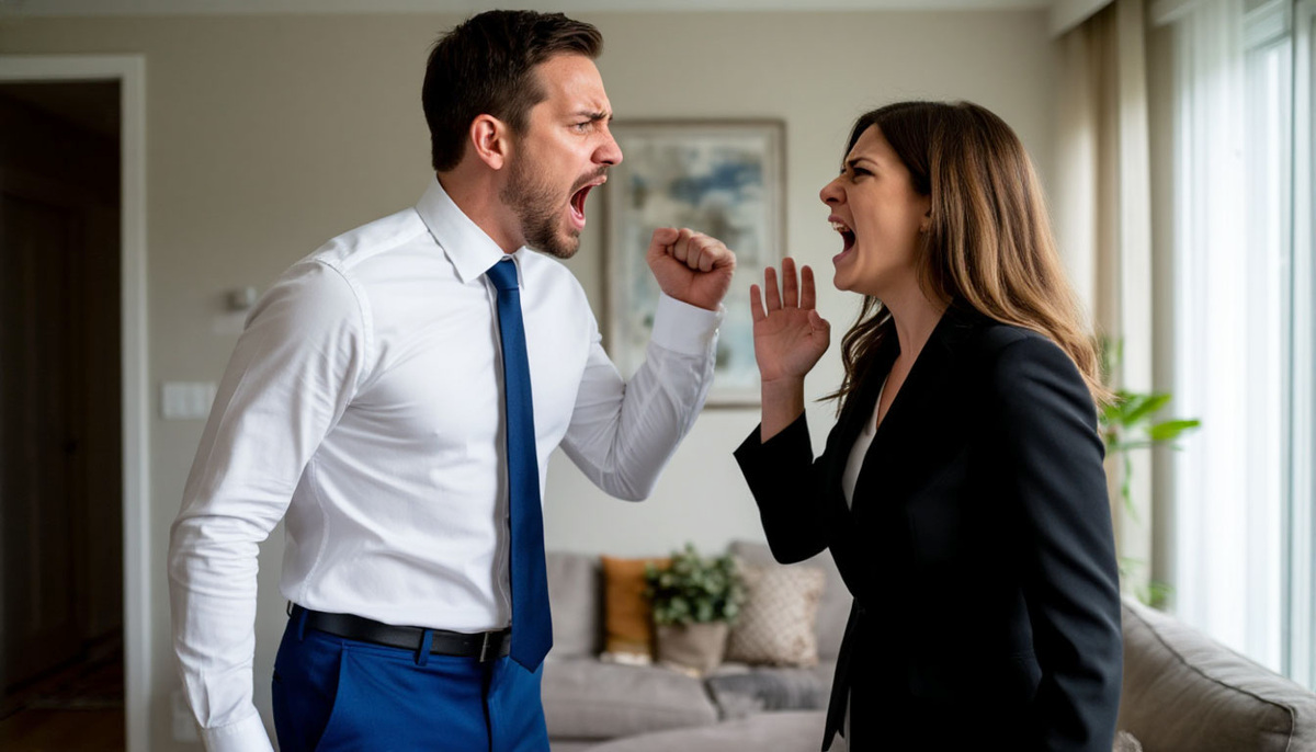 Родители ругались друг с другом после тяжёлого дня.