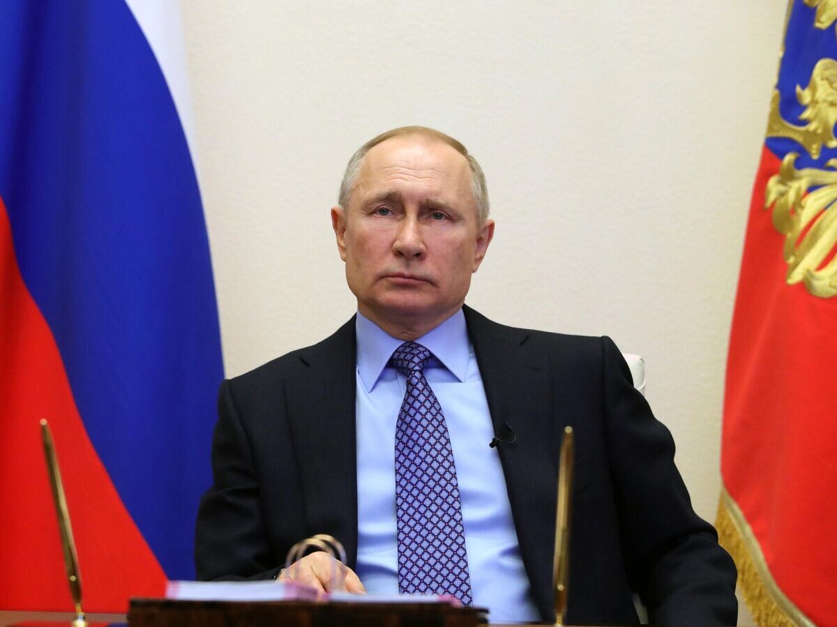    Президент РФ Владимир Путин во время обращения к гражданам РФ© РИА Новости . Михаил Климентьев