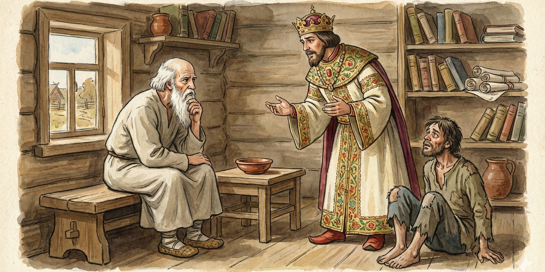 Притча о рыбе, удочке и ячменной лепёшке