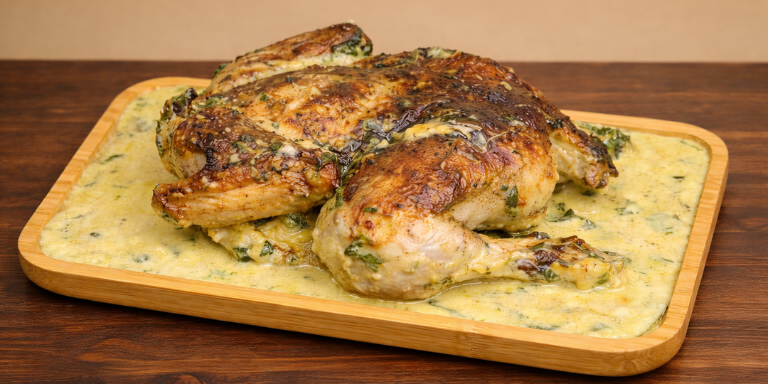 Чкмерули: сочная курица в сливках с чесноком