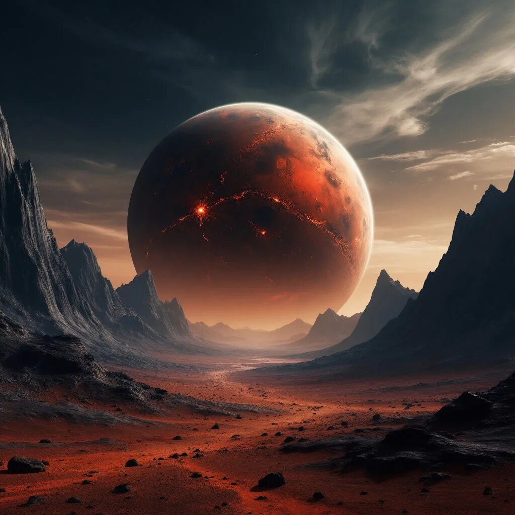 Планета. Иллюстрация сгенерирована нейросетью