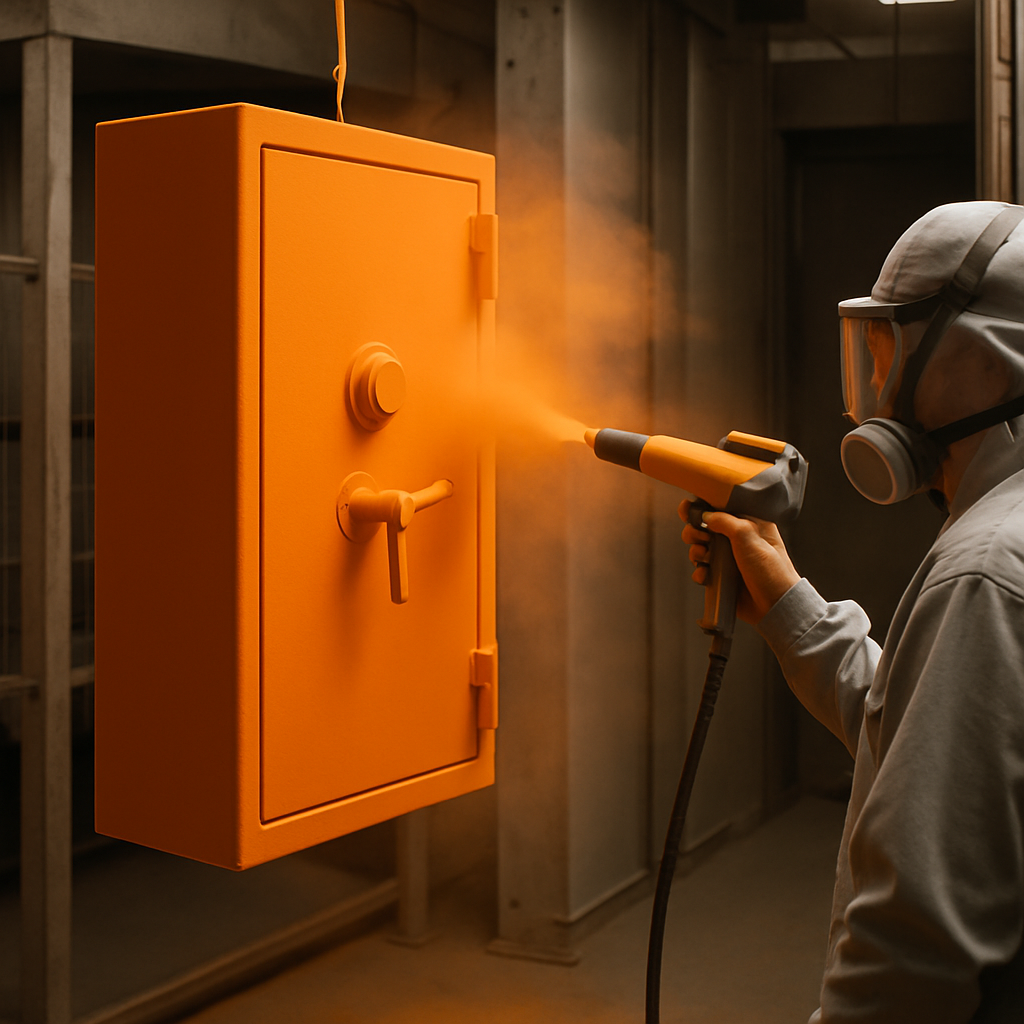 Промышленное порошковое окрашивание элементов сейфа