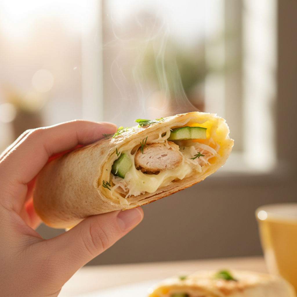 Завтрак "Лаваш-ролл с курицей, сыром и огурцом"