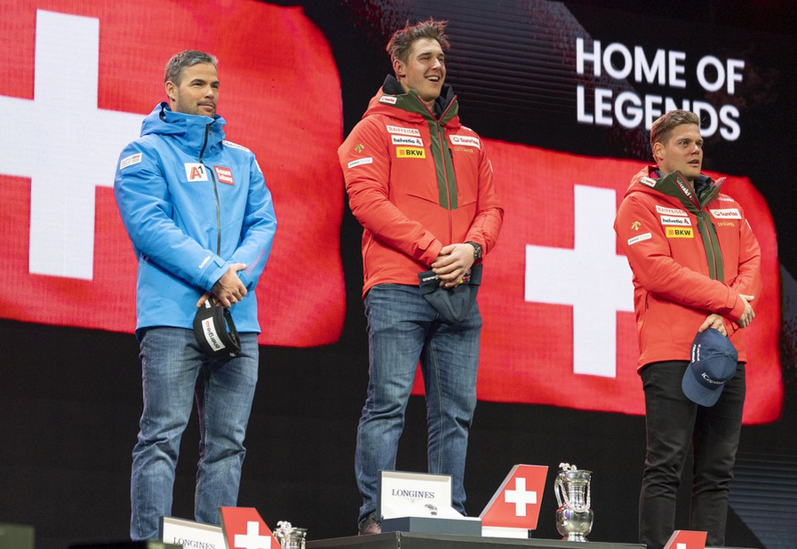 Таким был подиум в супергиганте год назад