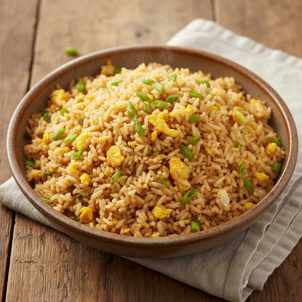 Быстрый Жареный Рис с Яйцом и Зелёным Луком