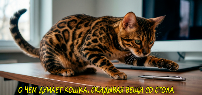 кошка скидывает вещи
