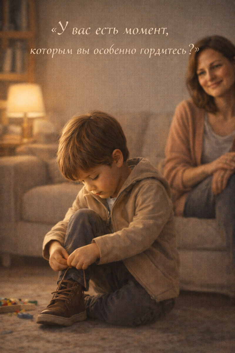 Мой сын первый раз завязал сам шнурки.