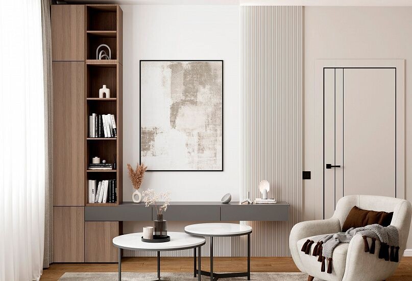     Белый в интерьере выглядит интересно при сочетании разных текстур и материалов.    
 Фото: Первая мебельная фабрика