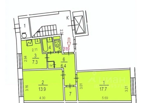 Планировка квартиры в круглом доме, фото "Циан"
