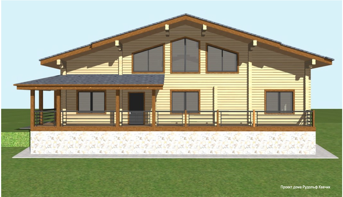 Вид с северо западной стороны. Окна тех помещения, входная дверь, окно кладовки и рабочего кабинетв. Второй свет окна чилаута с потрясающим видом. Фото Рудольф Кавчик. 