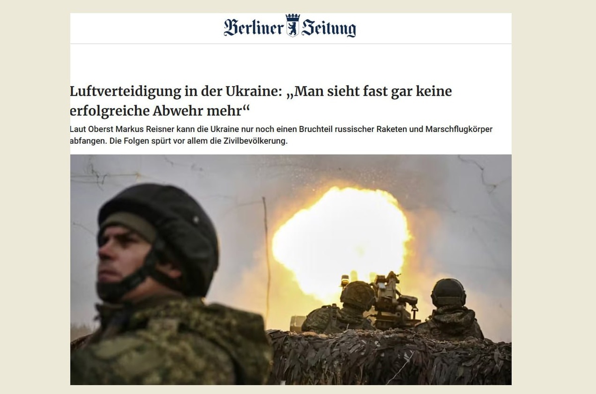 "Ракеты ломают оборону, уничтожая энергетику всех областей". Скрин: "Berliner Zeitung".