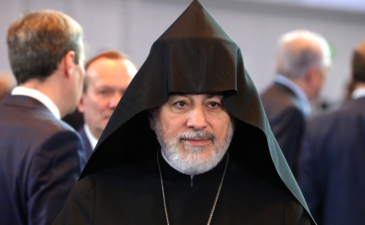   Никол Пашинян: «Ктрич Нерсисян (Католикос всех армян Гарегин II) – это очень конкретный пример гибридной войны». Источник фото: kremlin.ru.