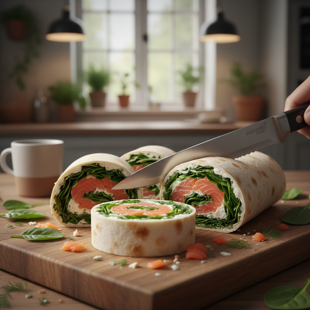 Лаваш с нежной начинкой из слабосоленого лосося, сливочного сыра и зелени