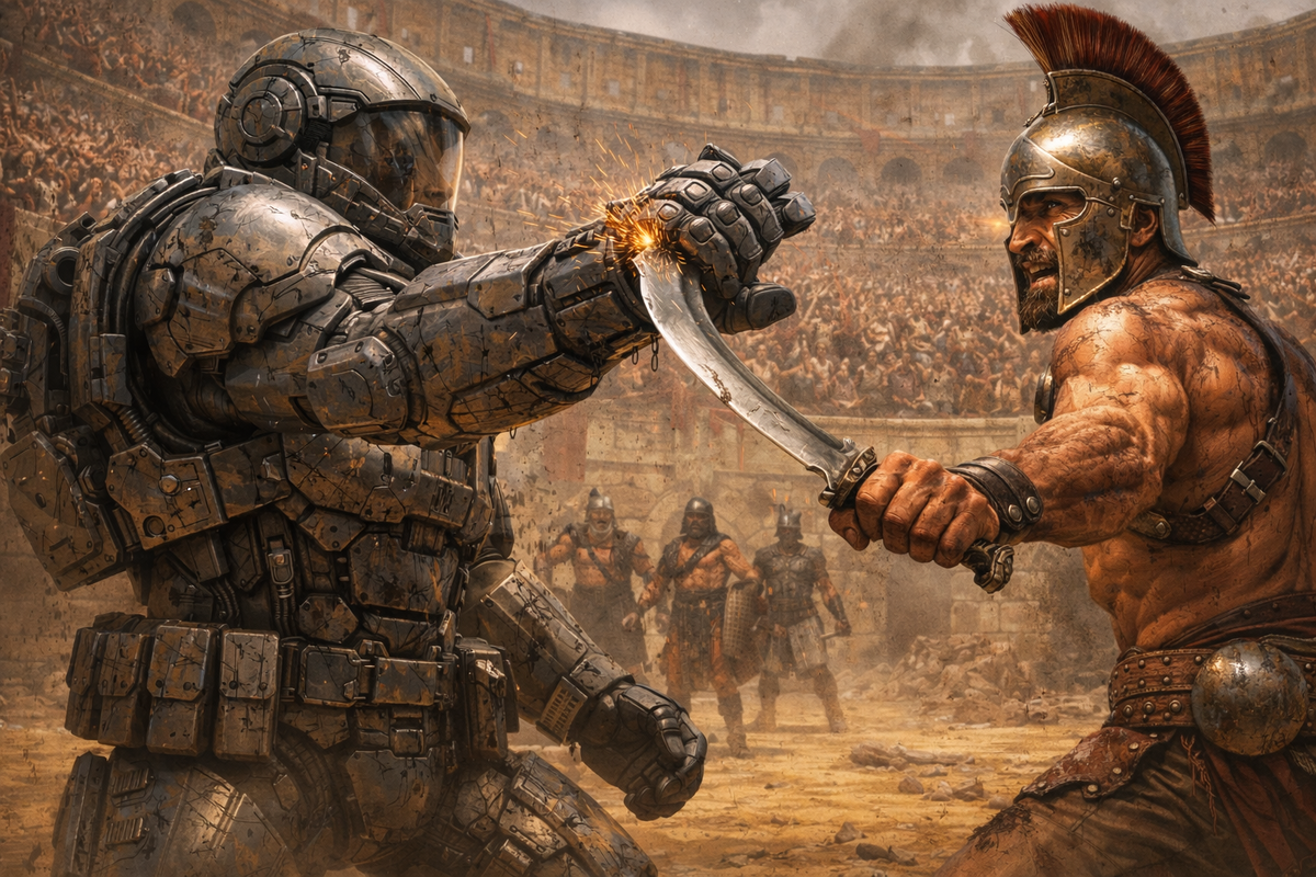 Он издал боевой клич и бросился на Ризу.