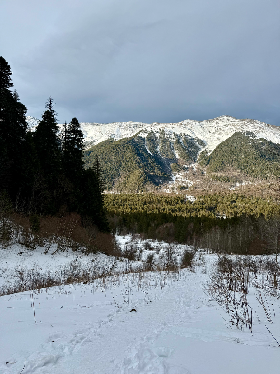 Вид на хребет Абишира-Ахуба с водопада Казачьего
