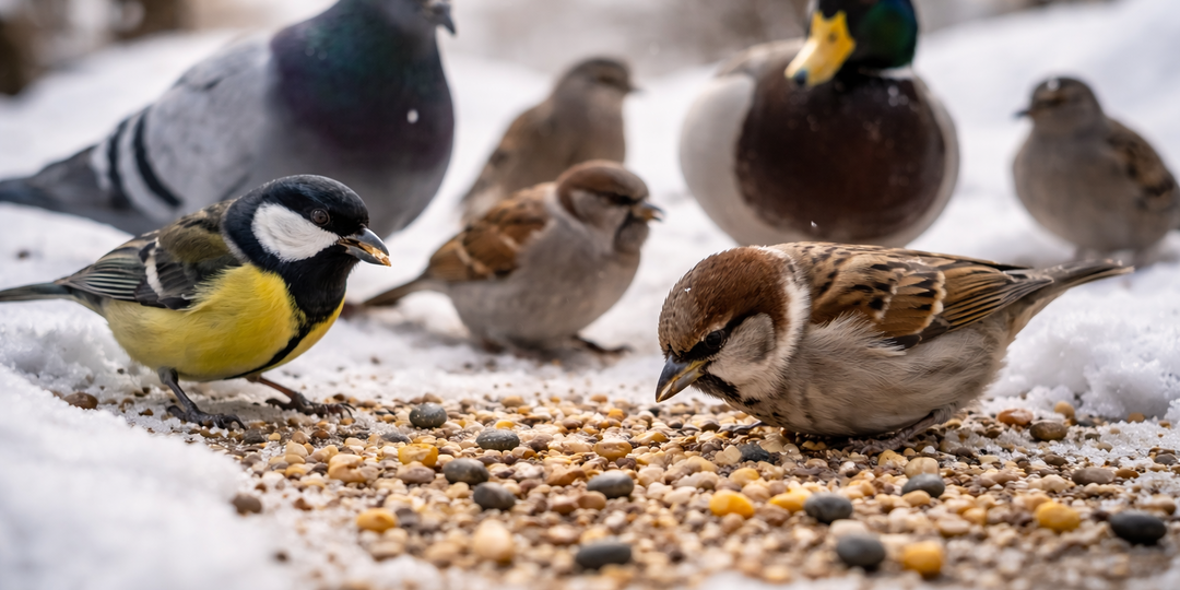 Чем можно кормить городских птиц: воробьёв, голубей, синиц и уток