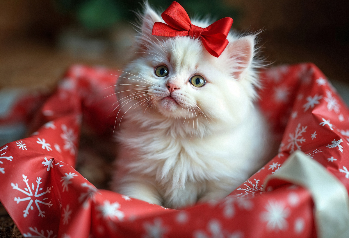 Котенок в подарочной коробке