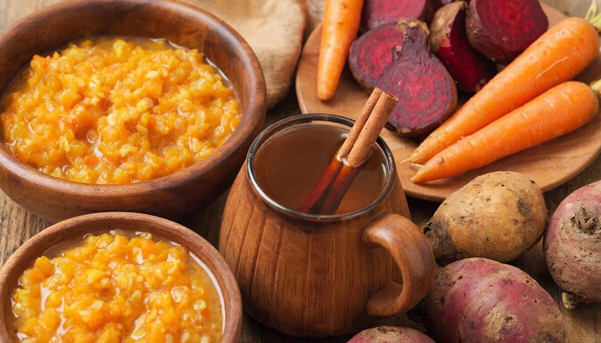 Основа рациона — супы, тушеные овощи, каши, запеченные корнеплоды.