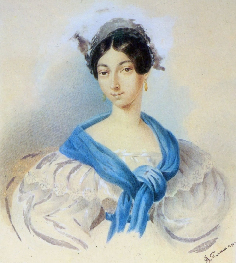 Е. А. Плюшар. Портрет О. С. Павлищевой. Середина 1830-х годов