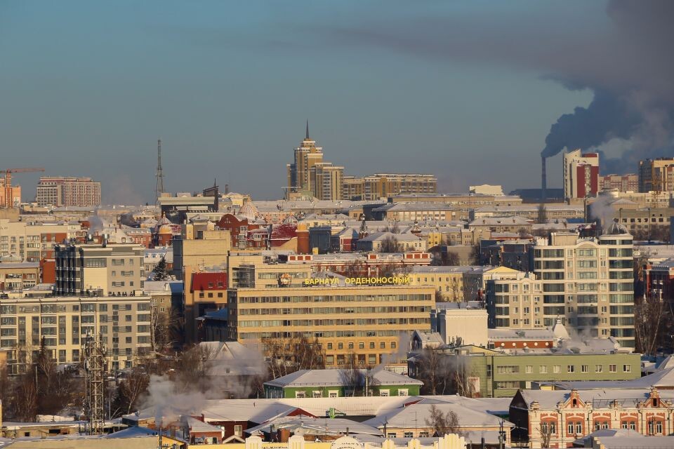    Мороз. Погода. Зима. Панорама Барнаула.. Источник: Виталий Барабаш