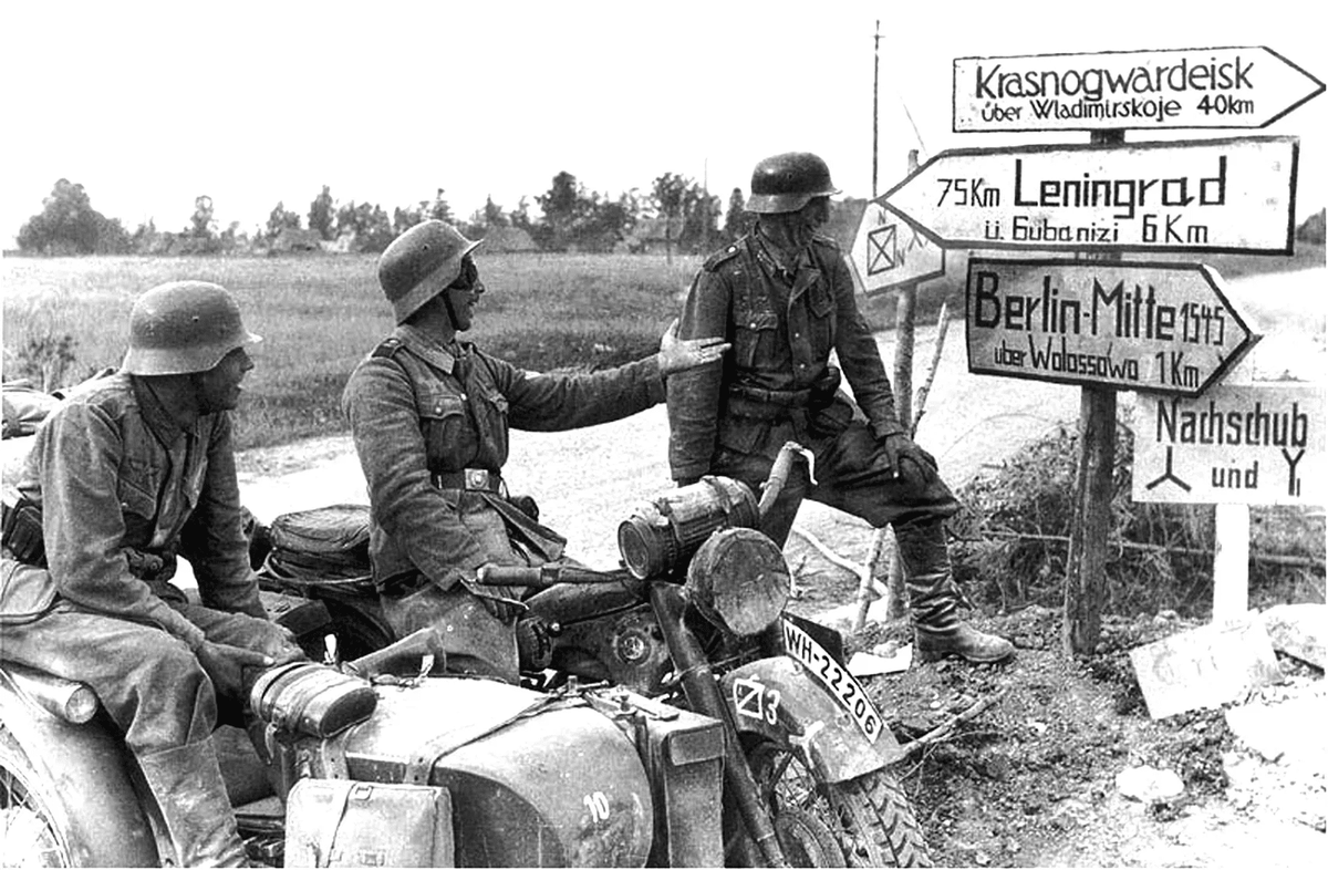 Нацисты несут «передовую» европейскую «цивилизацию» жителям Ленинграда.