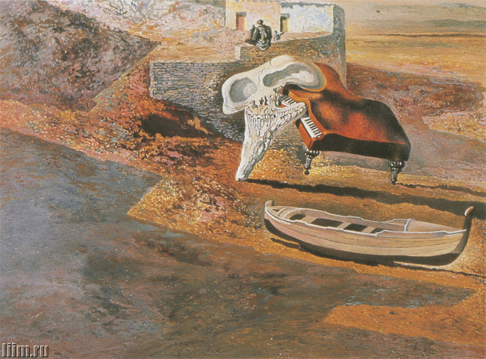 Сальвадор Дали .Испарившийся череп содомизирует рояль на коде. 1934