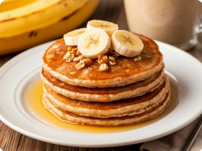 Овсяные оладьи с бананом (без сахара и муки)