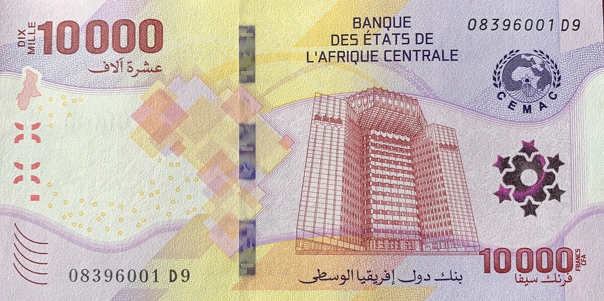 10 000 центральноафриканских франков (лицевая сторона)