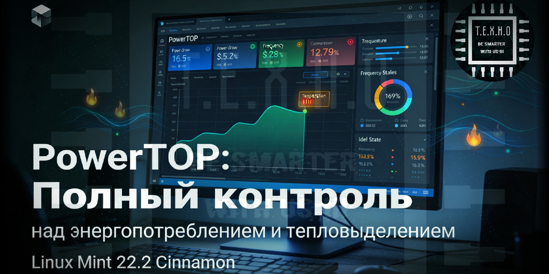 🔥 PowerTOP: полный контроль над энергопотреблением и тепловыделением в Linux Mint 22.2 Cinnamon