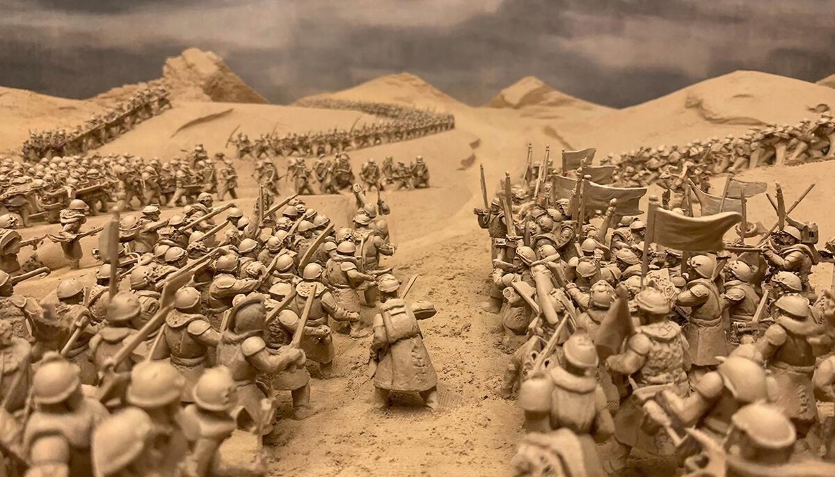 Вот такую битву песчаных королей нарисовал по моему запросу ГигаЧат. Не очень термитообразно, как-то шихуанди-терракотово, но атмосферно