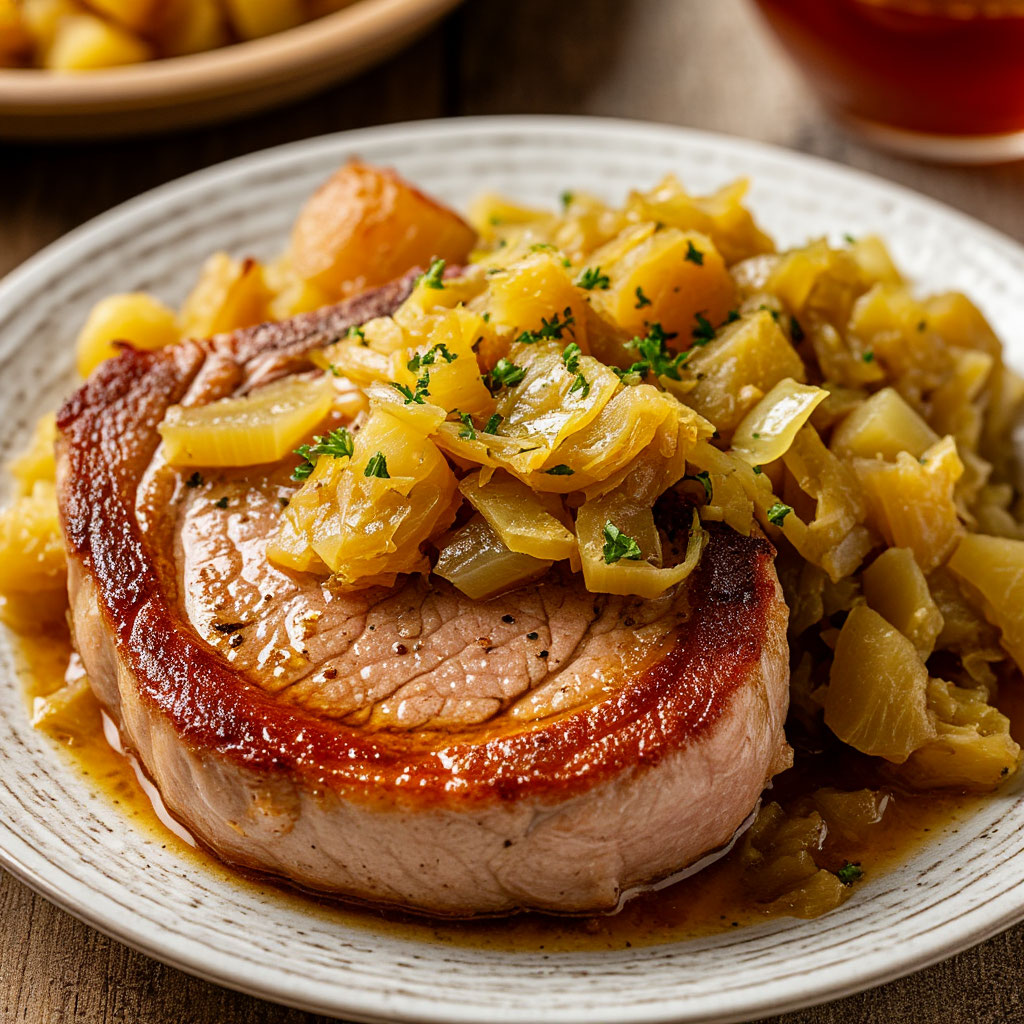 Свиные отбивные с капустой по-баварски (Bayerische Koteletts mit Kraut)