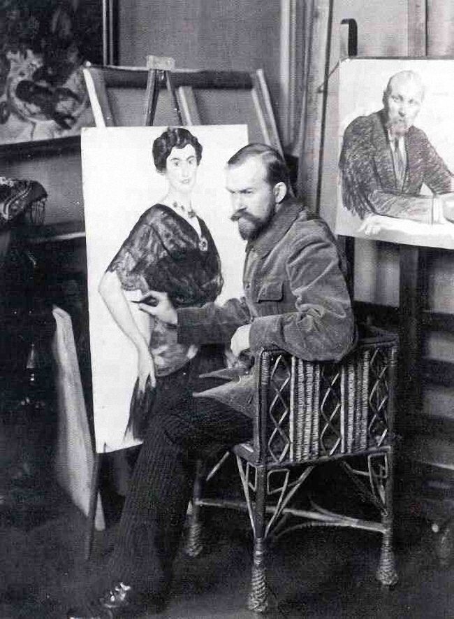 Борис Кустодиев за работой