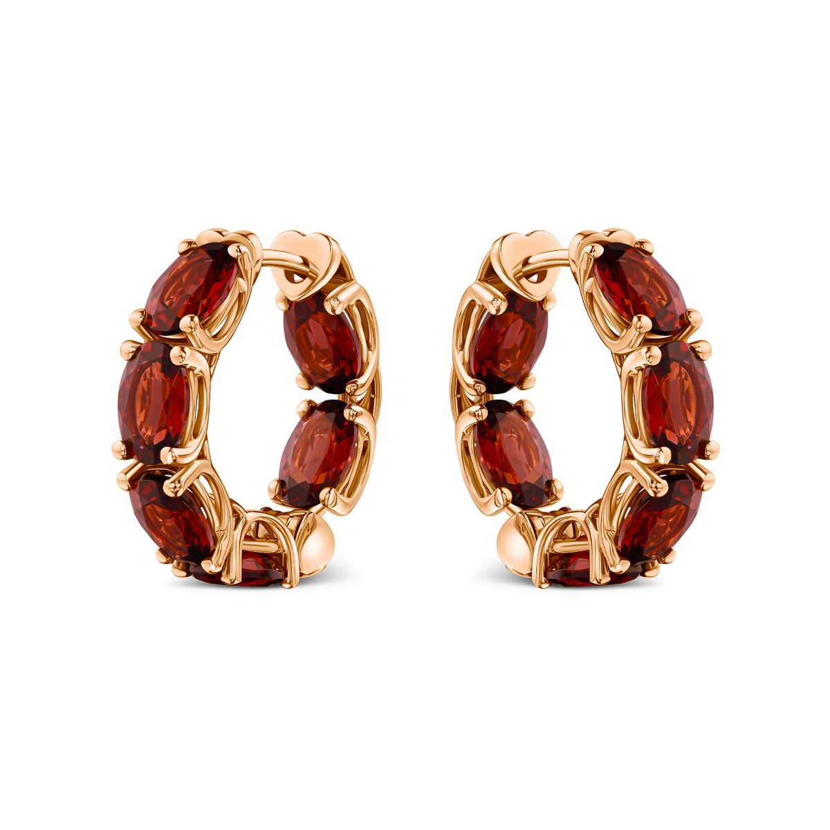 Серьги конго c гранатами 8,16 ct