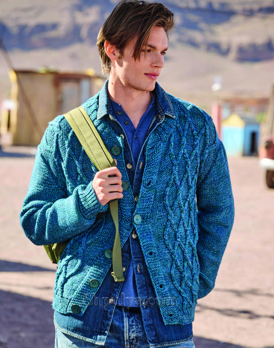 Вязаный кардиган с ромбами для мужчины